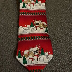 Festive Red Snowman Holiday Tie